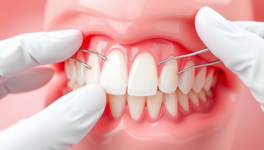 3D rendering of clip-on dental veneers being applied to teeth.