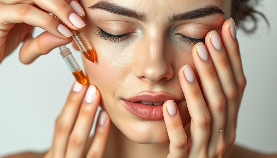 Young woman with droppers applying cosmeceuticals on her face.