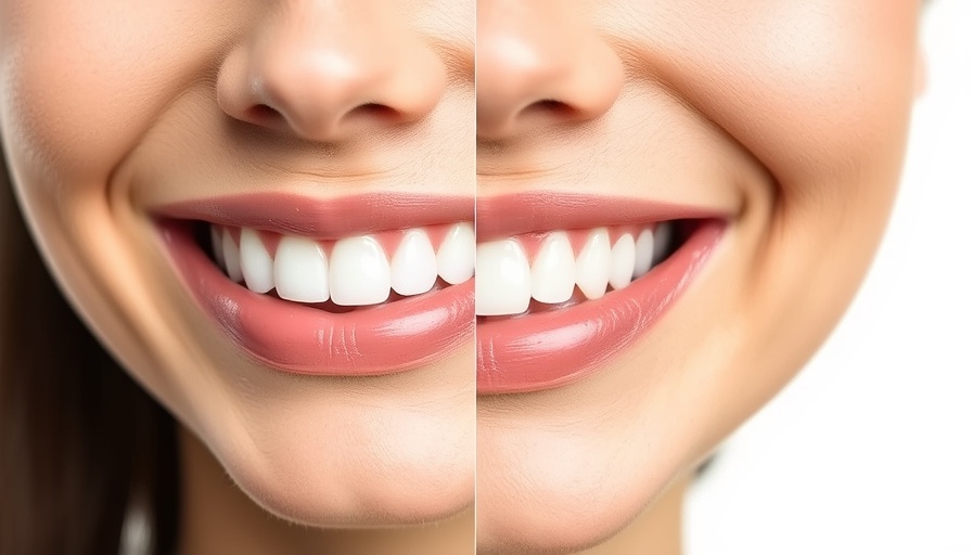 Split image showing before and after porcelain veneers transformation