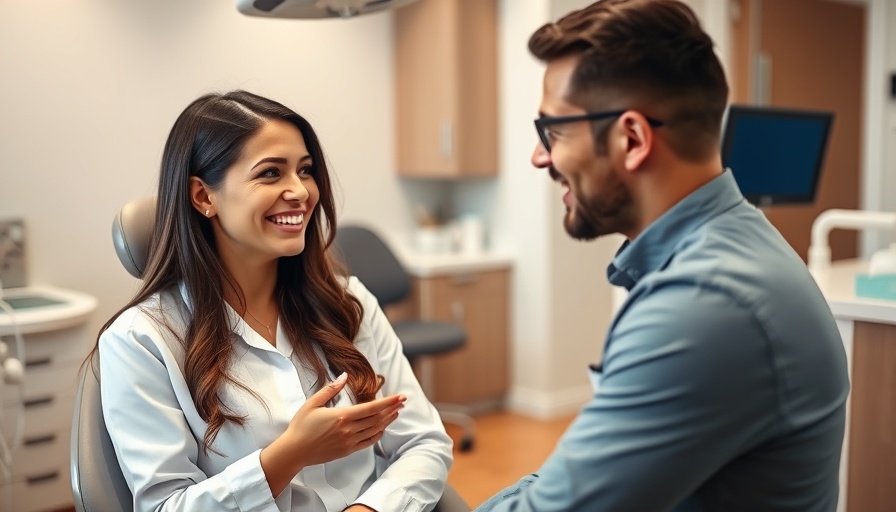 Cosmetic dentist near me consulting a smiling patient.