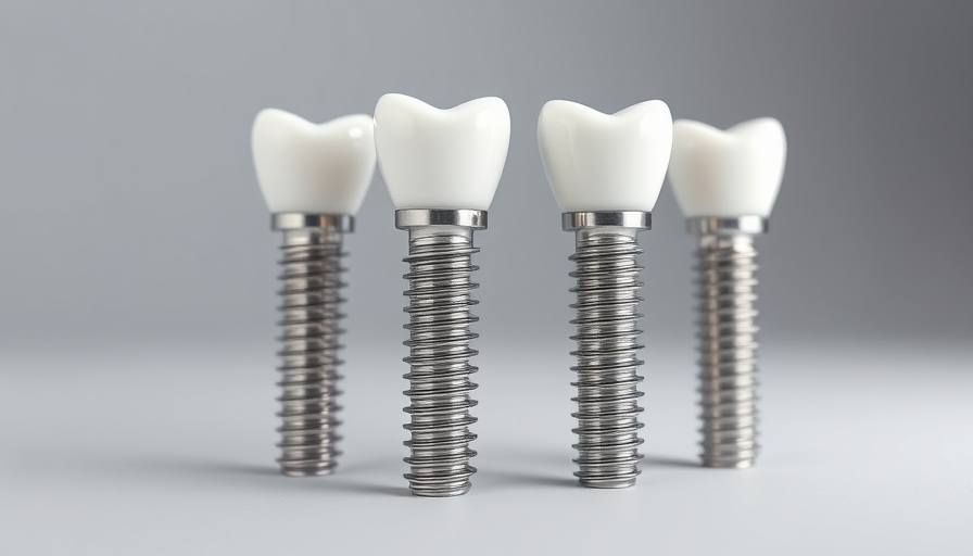 Holistic dental implants with glossy finish and ceramic crowns.