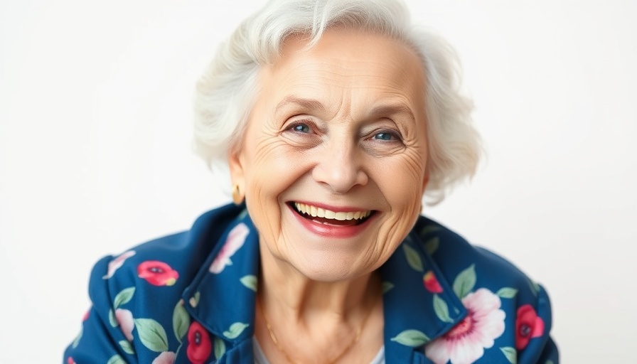 Smiling elderly woman in floral jacket, illustrating longevity tips.