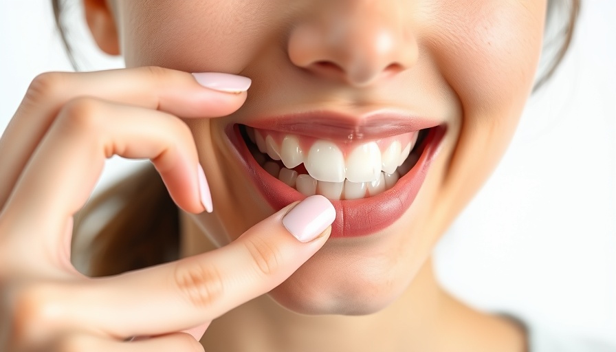 Woman checking teeth for porcelain veneers and tooth sensitivity.