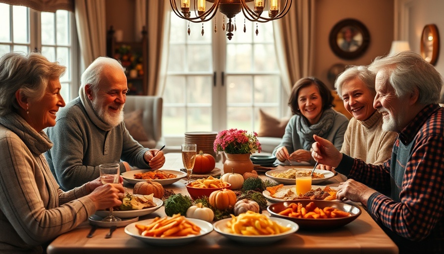 Family enjoying Thanksgiving meal with foods that stain teeth.