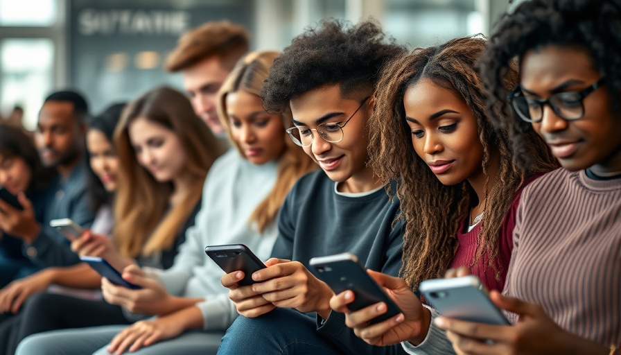 Young people focused on smartphones, illustrating dental misinformation online.
