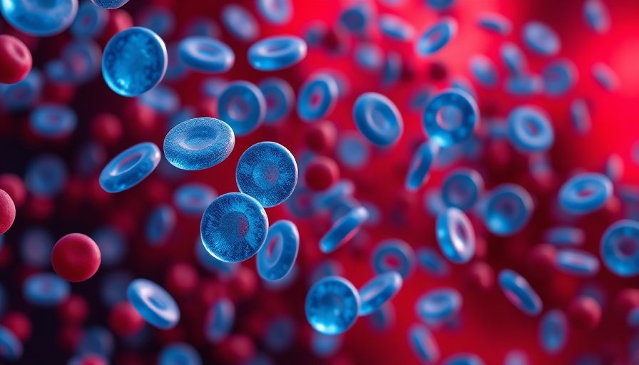 Detailed 3D illustration of blue platelets and red blood cells.