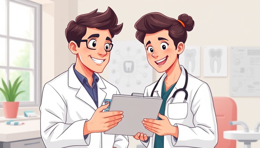 Dentist and dental technician discussing treatments in a modern clinic.