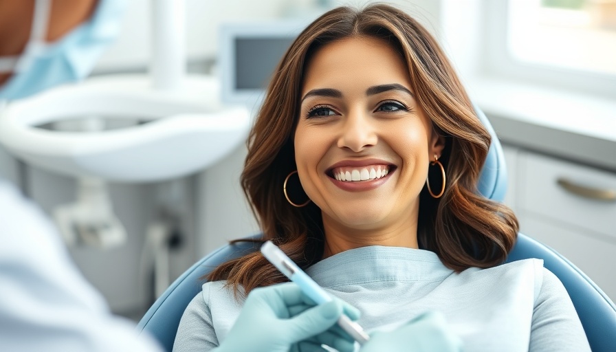 Woman smiling in dental chair discussing root canal treatment.
