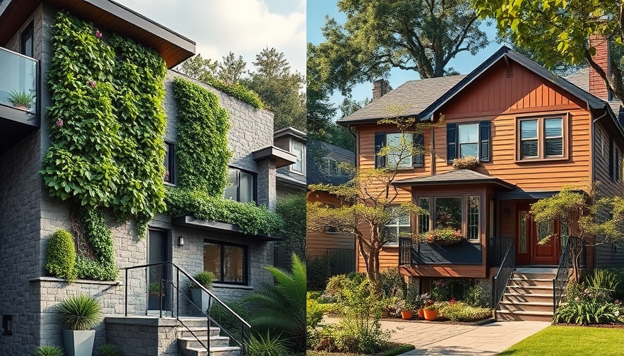 Modern home and classic house with wellness features, highlighting greenery.