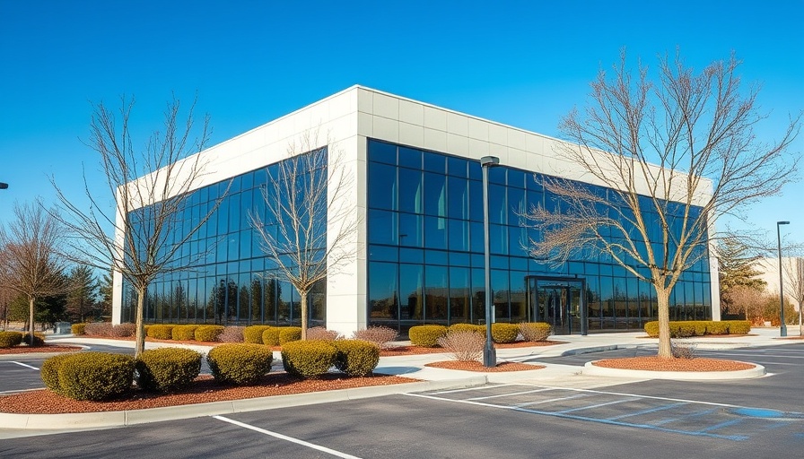 Modern building exemplifying real estate market trends with landscaped surroundings.