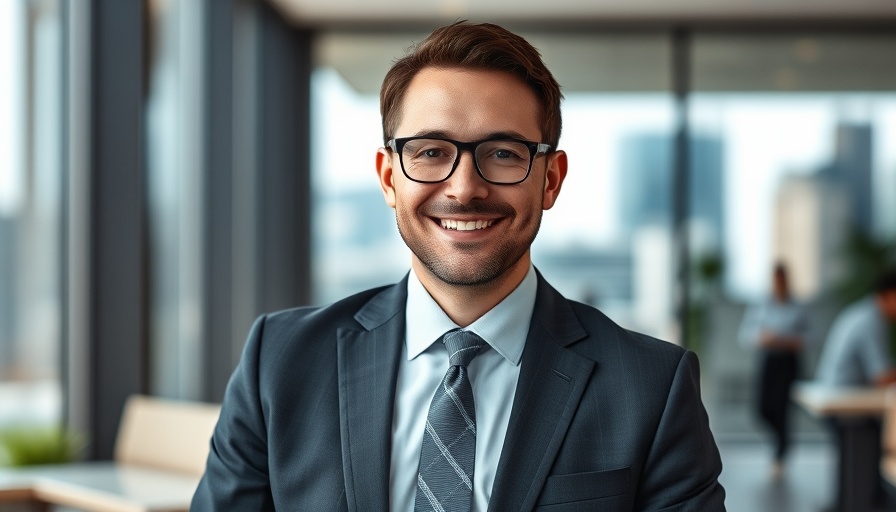 Professional man in suit discussing commercial real estate market trends.