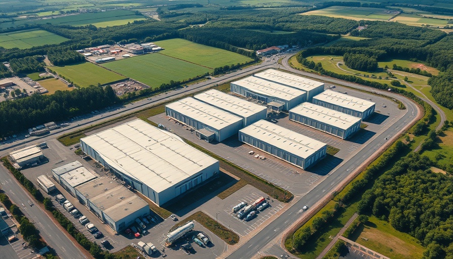Aerial view of logistics facility in Sweden's property market.