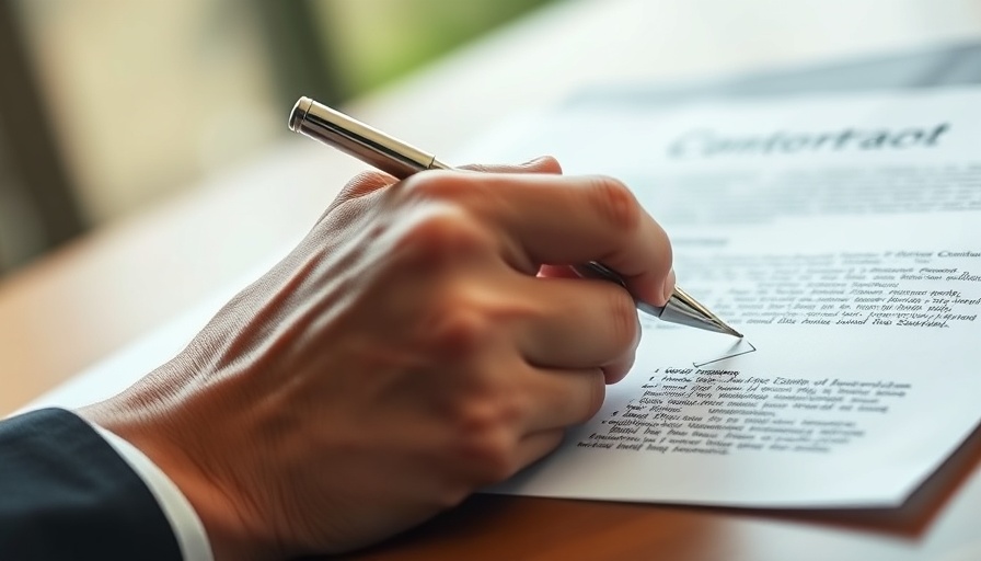 Signing a contract document close-up, financing deal in Newcastle real estate.