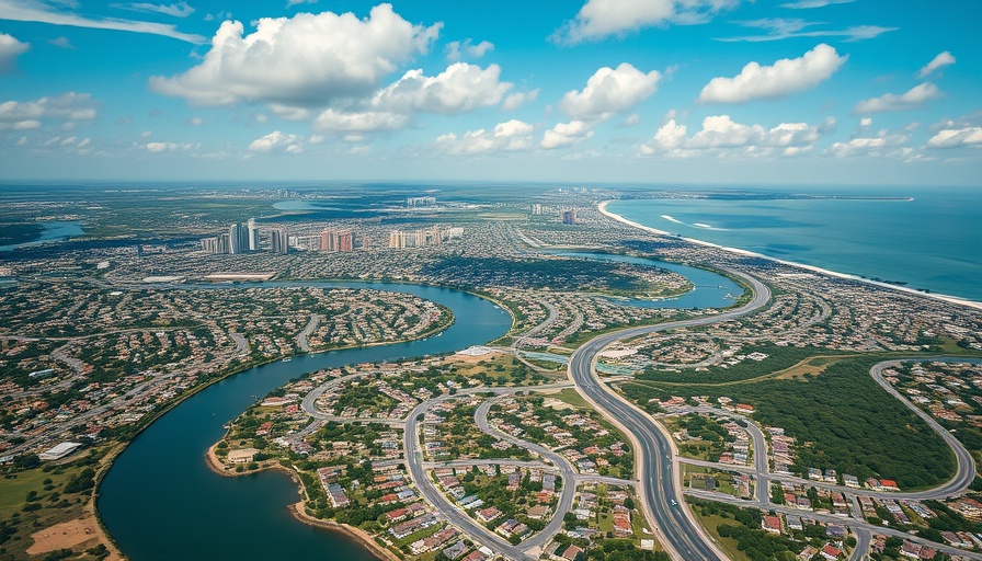 Aerial view of suburban city highlighting interstate migration trends.