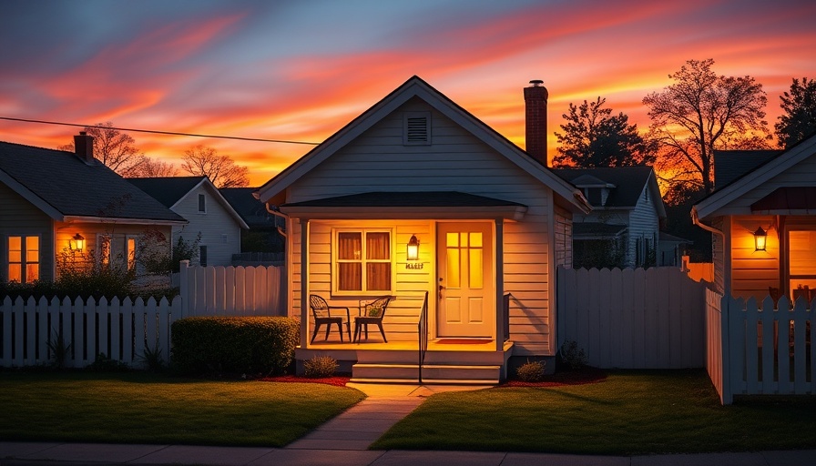 Charming compact house investment, evening glow, inviting atmosphere.
