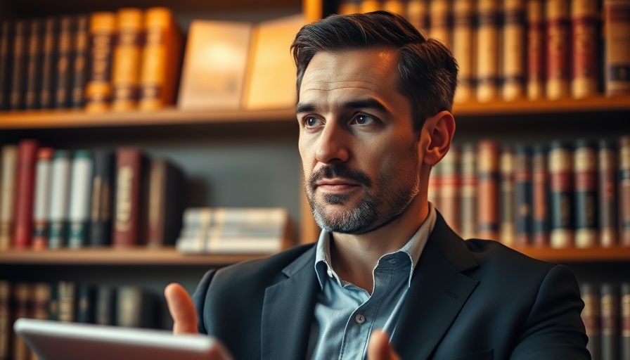 Professional man discussing financial trends indoors.