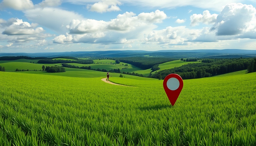 Expansive green field marked for affordable land for sale in Australia, vivid sky backdrop.