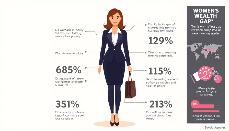 Infographic on Australia’s Gender Wealth Gap with statistics and a stylized portrait.