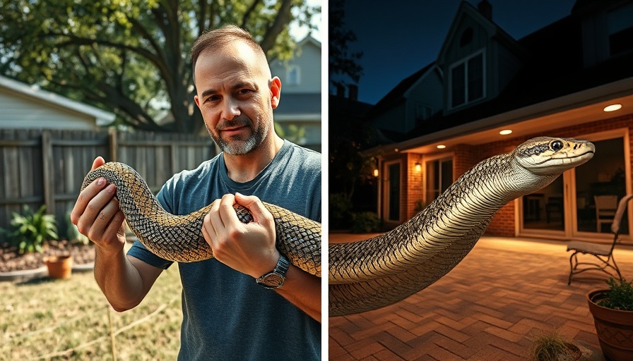 Wildlife encounter with a snake in a residential area