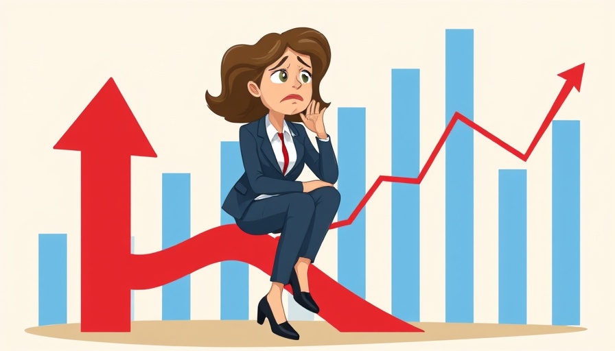 Cartoon of unemployment in Australia with sad businesswoman on arrow.