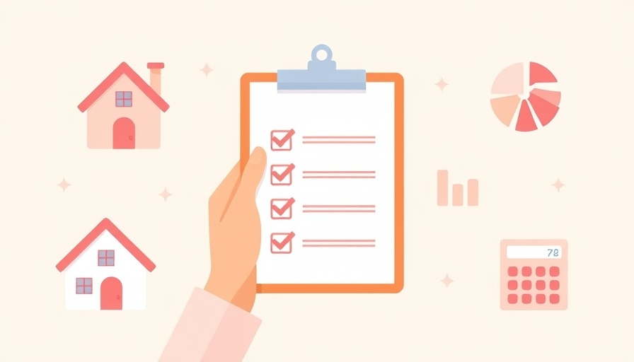Illustration depicting property budget planning with checklist and icons.