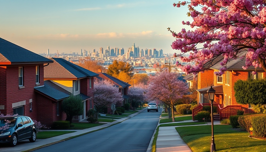 Suburban Australia homes with skyline view, 2025 property market.