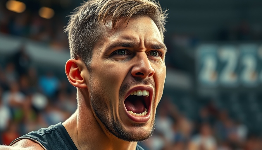 Intense athlete expressing emotion during a sports event.