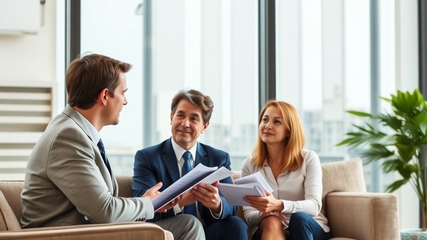 Couple discussing investment property in Newcastle with a broker