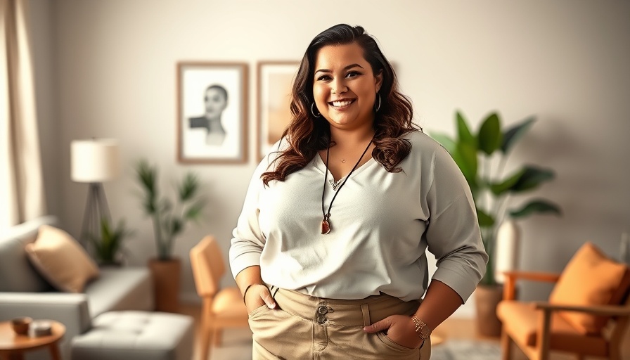 Inclusive fashion for plus size: confident woman in stylish outfit.