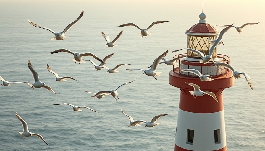 Seagulls flying near a lighthouse symbolizing freedom and healthy lifestyle changes.