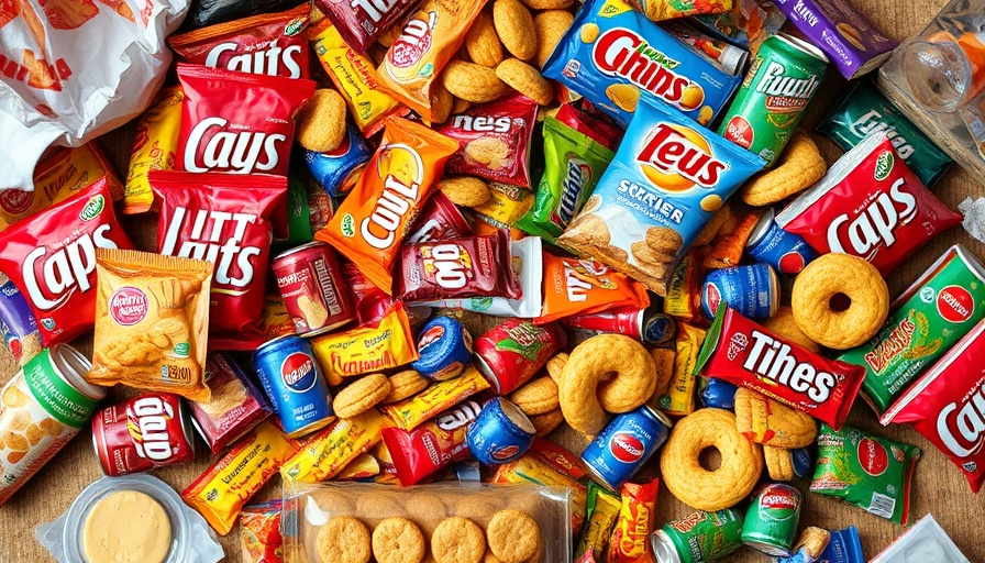 Assorted ultraprocessed foods depicting food addiction.