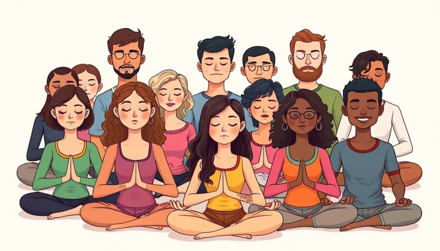 Diverse group meditating for mindfulness in weight loss.