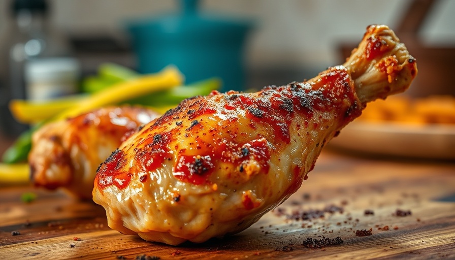 Affordable chicken drumstick recipes; juicy drummie with sauce.