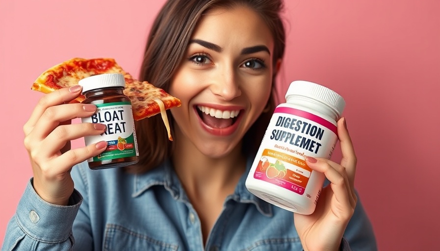 Morning routine for digestion: woman with pizza and bloat relief.
