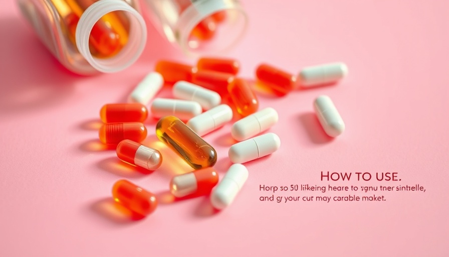 Instructions for bloat relief capsules on a pink background