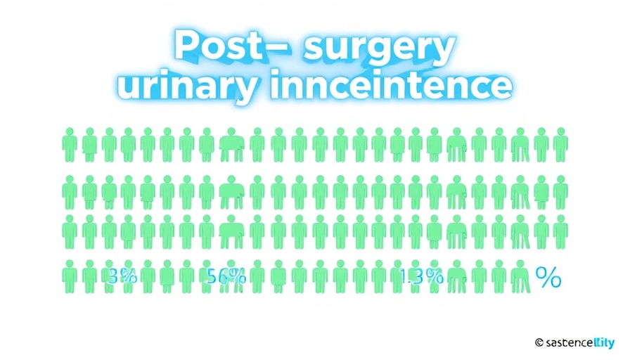 Infographic showing post-op urinary incontinence statistics.