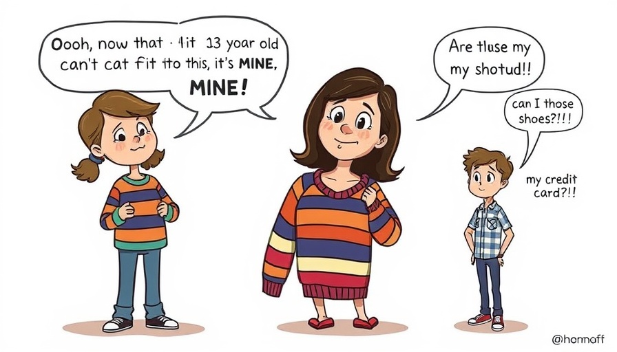 Daily lifestyle habits for weight loss humor in a cartoon about clothing.