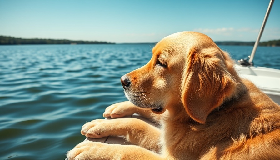 Golden Retriever enjoying a boat ride on a peaceful lake, healthy lifestyle changes.