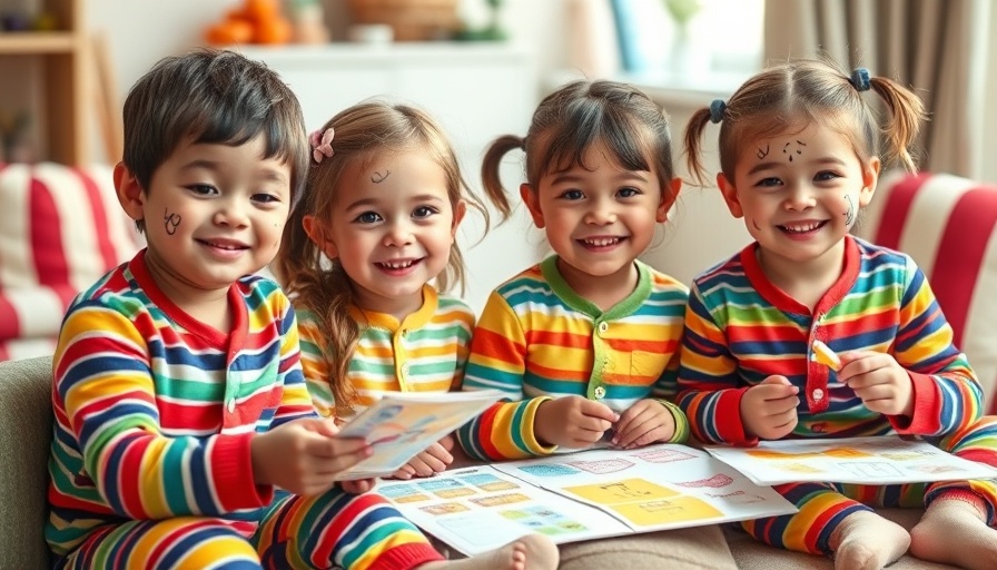 Children in Hanna Andersson Dusen Dusen collaboration pajamas learning.