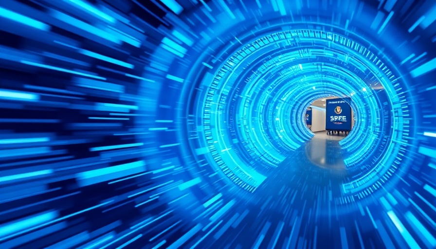 Futuristic blue data stream illustrating operational excellence through SRE.