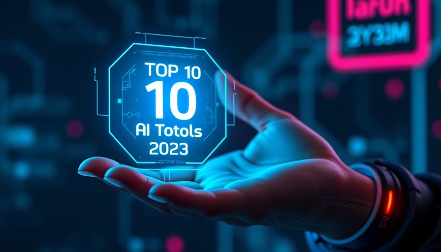 Top AI tools for 2023 hologram with digital hand.