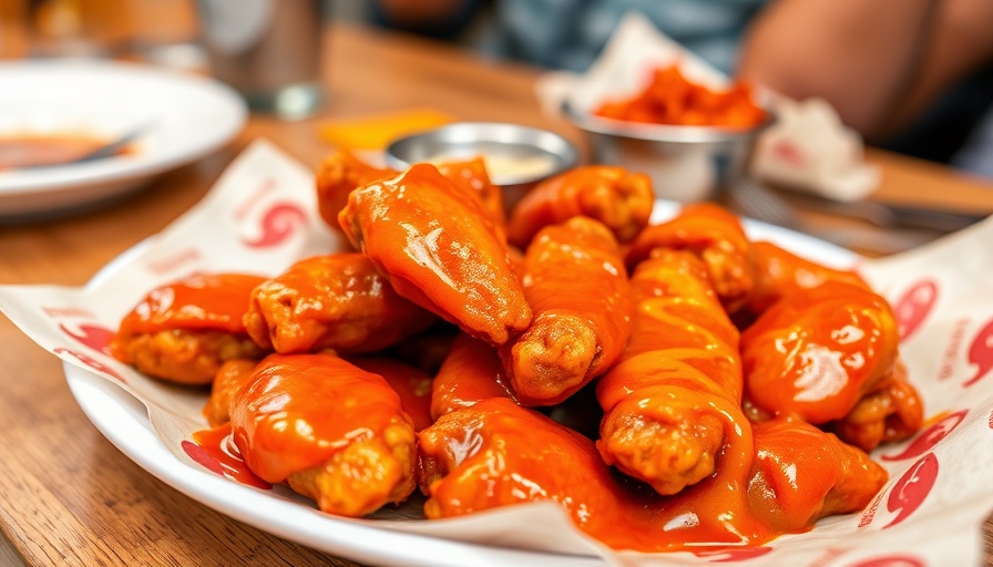 Close-up of buffalo wings on a plate in a restaurant setting, future of business.
