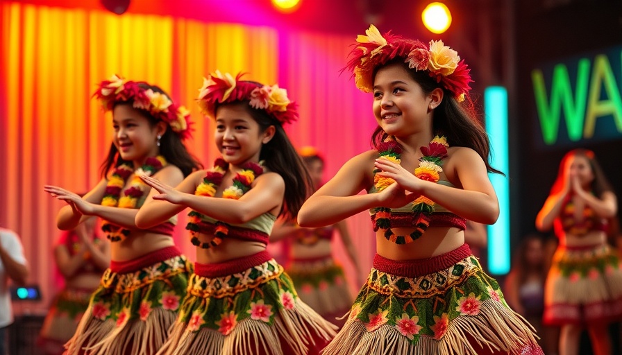 Hawaiian Bros Keiki Hula Fundraiser with girls performing hula dance.