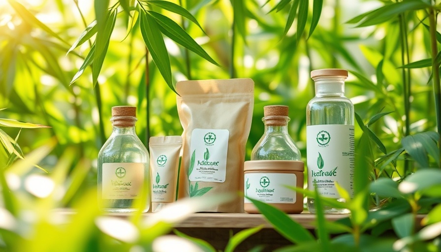 Sustainable bamboo packaging in a green environment.