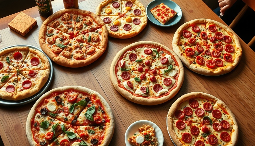 Domino's Best Deal Ever showcases assorted pizzas on a wooden table.