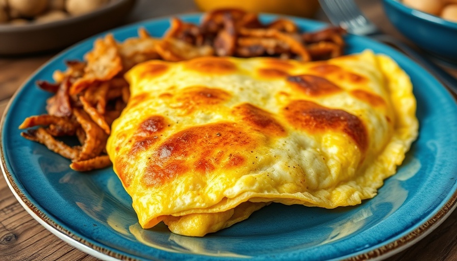 Delicious omelette and hash browns on a blue plate, restaurant industry news.