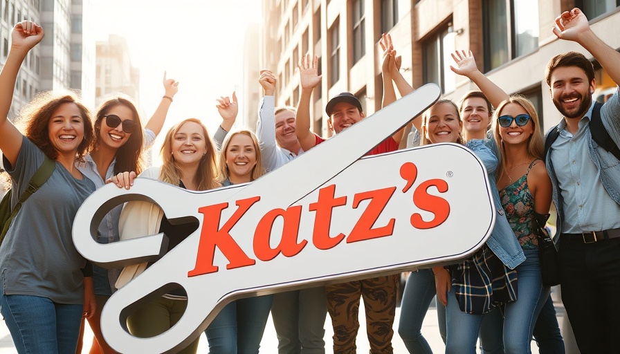 Katz’s Never Kloses 24/7 dining group celebrates outside.
