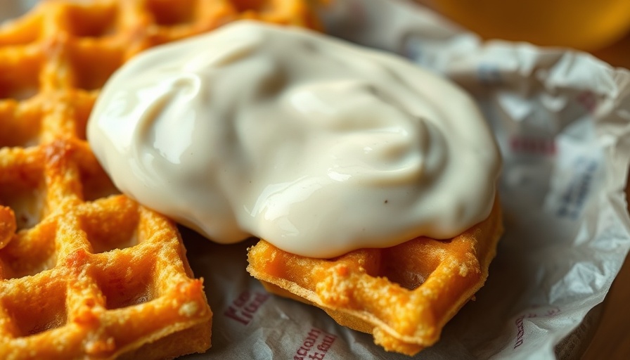 Delicious pickle waffles at Sunny Street Cafe served with sauce.