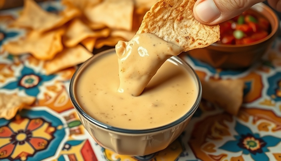 Chili's Southwestern Queso with tortilla chips on a colorful tile.