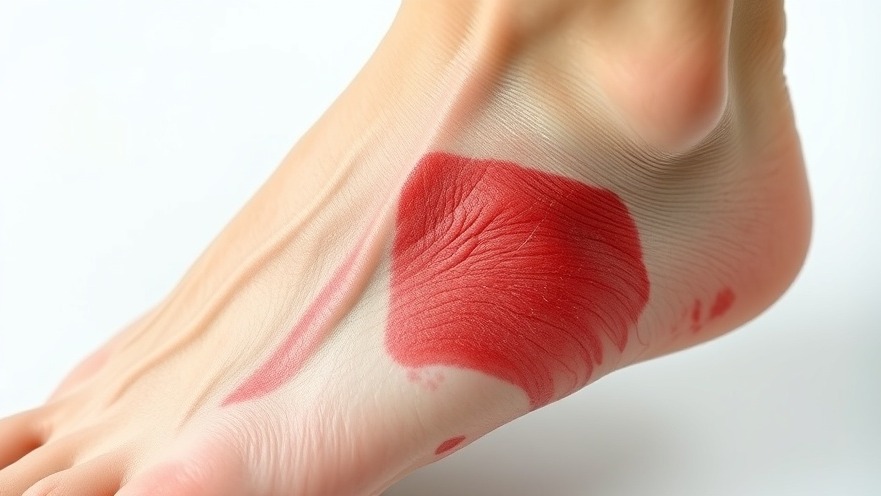 Close-up of a diabetic foot examination showing redness and swelling, emphasizing diabetes foot care.